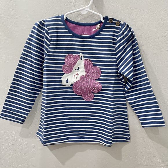 NWT Kite Unicorn Appliqué Blue Stripe Long Sleeve Shirt - Picture 1 of 7